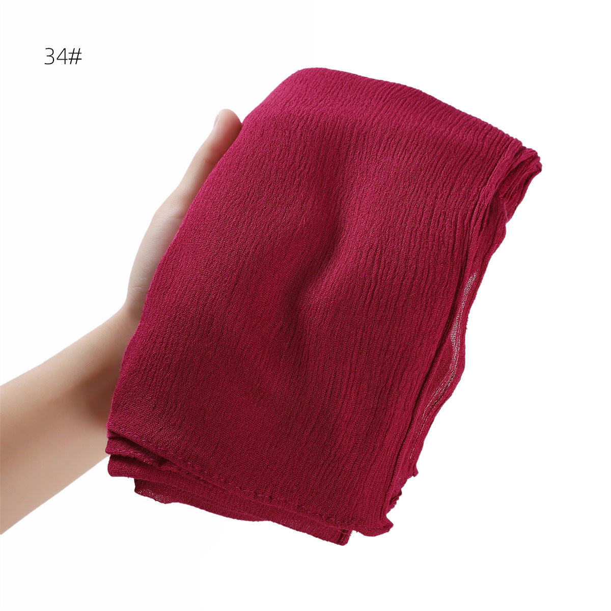 Solid Color Curling Pleated Rayon Fine Scarfs