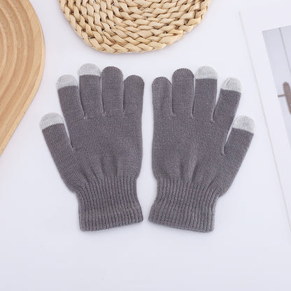 Touch Screen Candy Color Knitted Outdoor Office Gloves