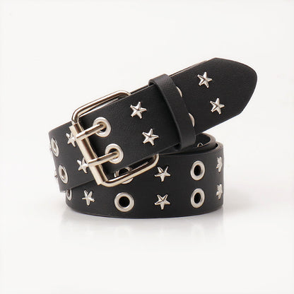 Women's Air Eye Female Rivet Punk Double Belts