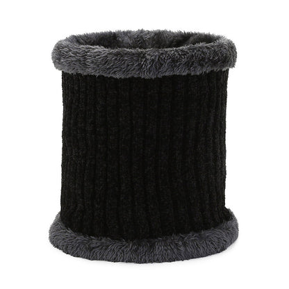 Men's Warm Knitted Chenille Jacquard Pullover Two-piece Hats & Caps