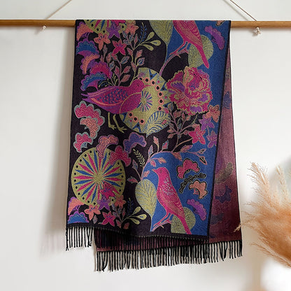 Women's Birds Plants Collision Combined Elegant Going Scarfs