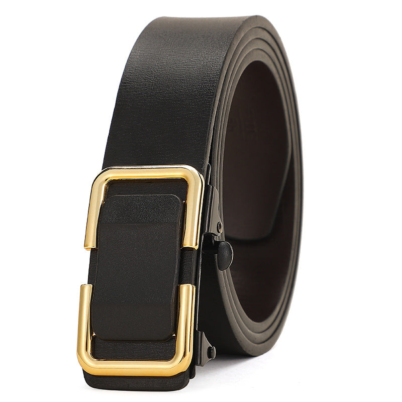 Men's Leather Inner Wear Pattern Toothless Automatic Buckle Belts