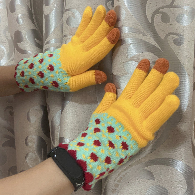 Niche Female Winter Colored Series Fresh Gloves