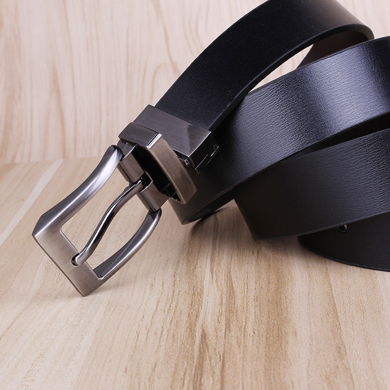 Men's Leather Rotating Pin Buckle Cowhide Business Belts