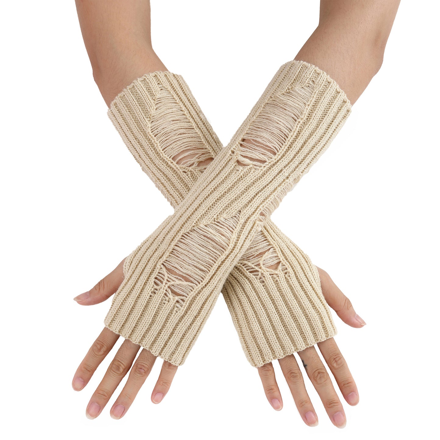 Women's Wool Mid-length Open Finger Warm Fashion Trendy Gloves