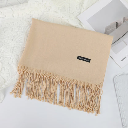 Solid Color Thickened Warm Embroidery Korean Scarfs