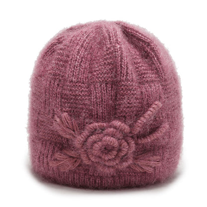 Women's Hat Fashion Flower Woolen Fleece-lined Warm Hats & Caps