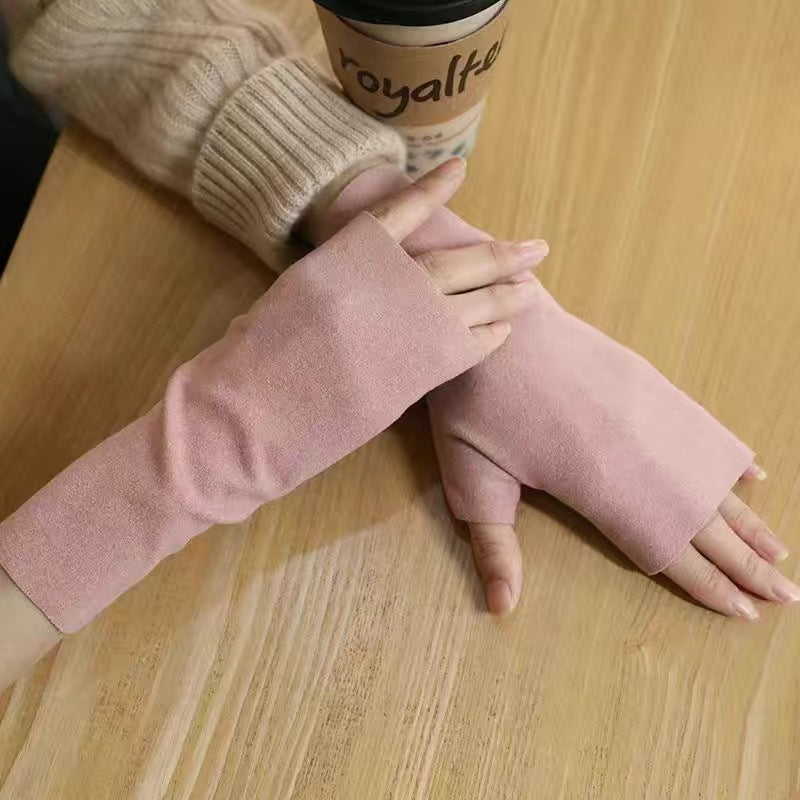 Women's & Men's Winter Self-heating Double-sided Half Finger Thin Fleece-lined Open Gloves