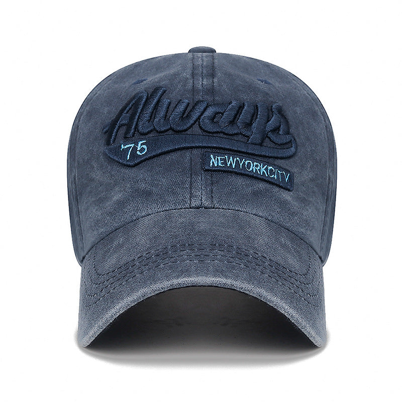 Men's Three-dimensional Embroidery Soft Washed Cotton Distressed Hat Letters Trendy Hats & Caps