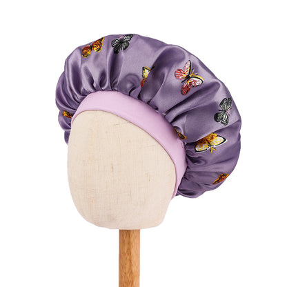 Children's Satin Nightcap Butterfly Print Shower Infant Kids' Headwear