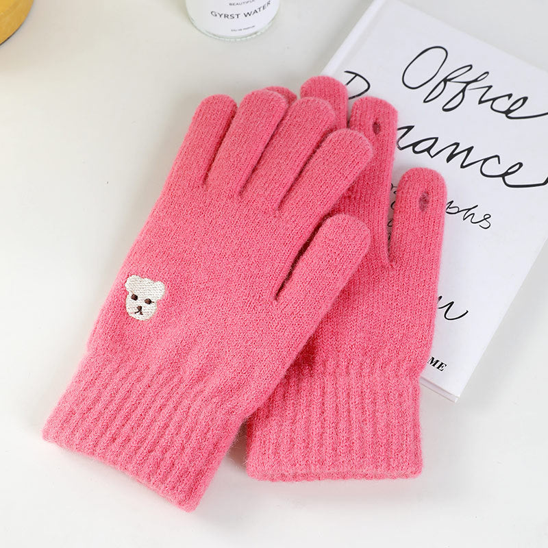 Women's Wool Winter Thickened Warm Cute Versatile Gloves