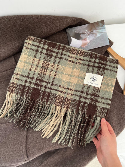 Women's Korean Plaid Thickened Warm Female Fashion Scarfs