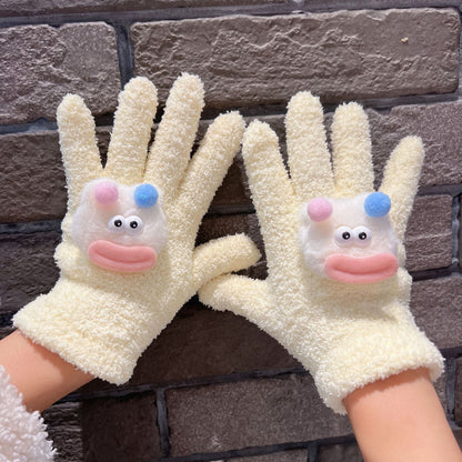 Eyes Cute Plush Female Cycling Warm Gloves