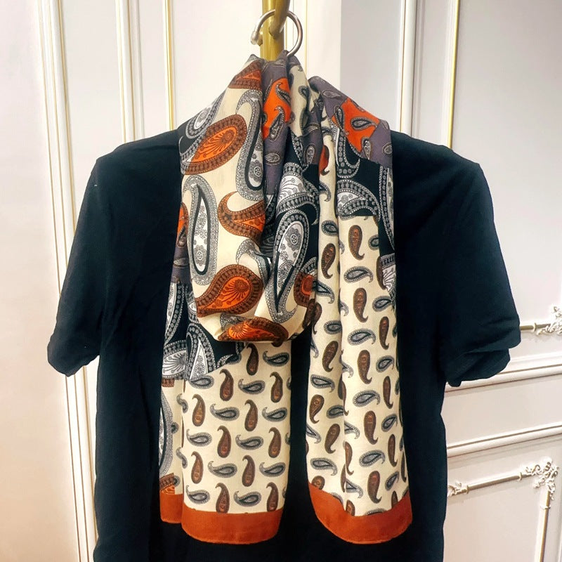 Women's Live Printed Cotton Linen Warm Outer Scarfs