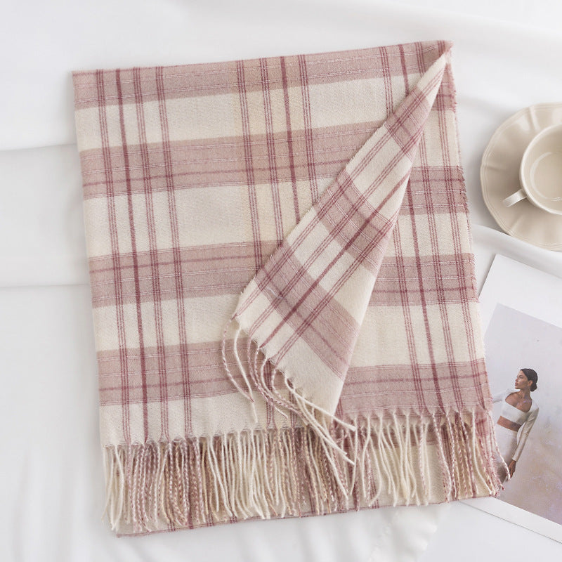 Sweet Color Plaid Winter Chessboard Artificial Cashmere Korean Style Scarfs