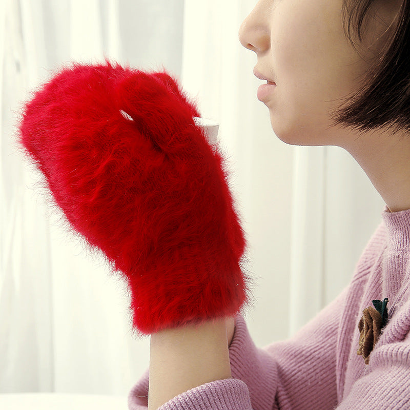 Women's Korean Style Cartoon Cute Angora Wool Gloves