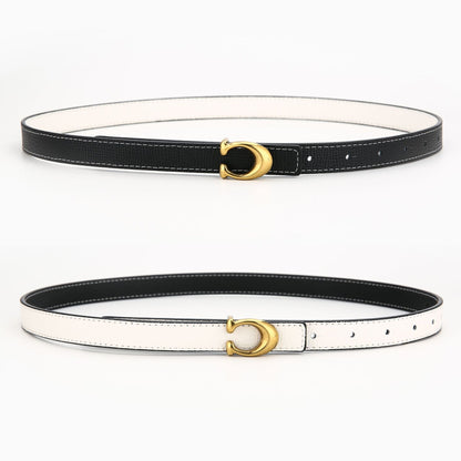 Women's Korean Genuine Leather Two-color Buckle Double-sided Belts