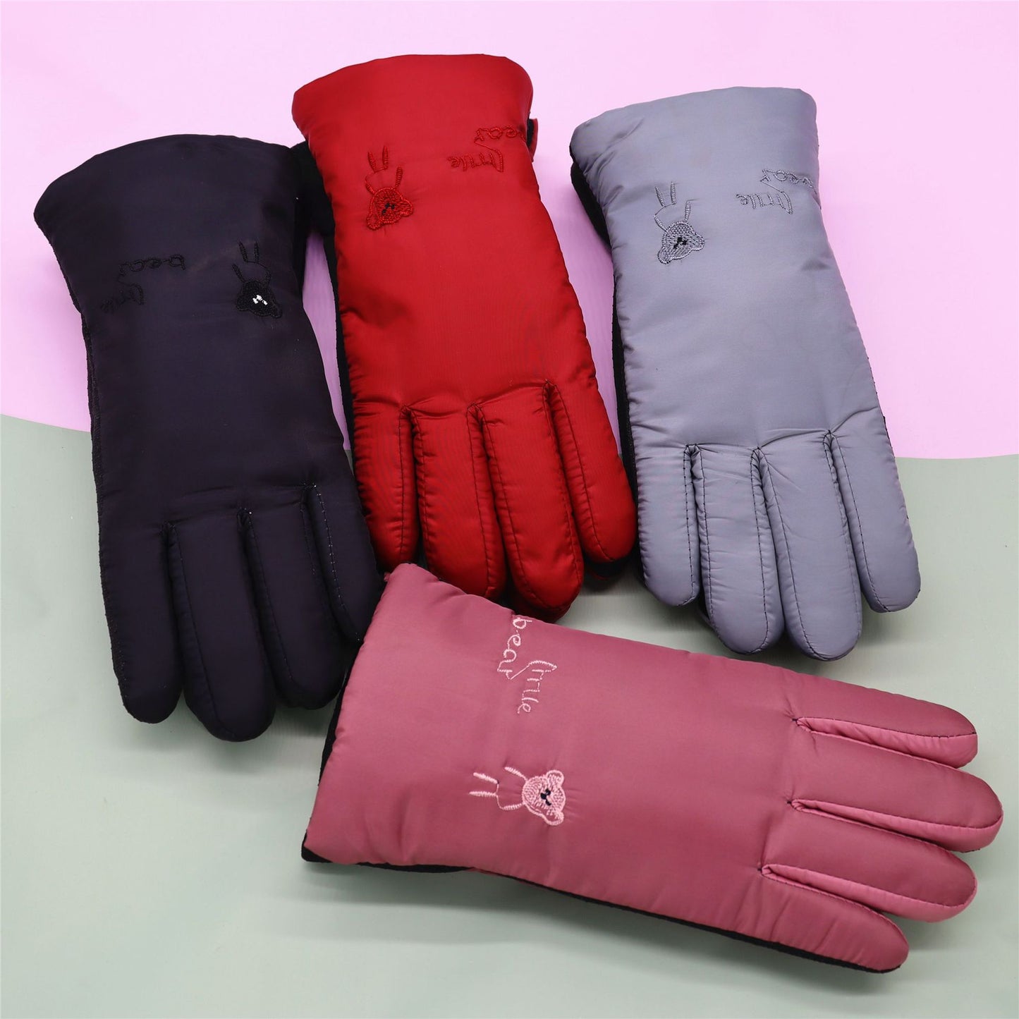 Women's Warm Cute Cycling Cold Protection Windproof Thickening Gloves