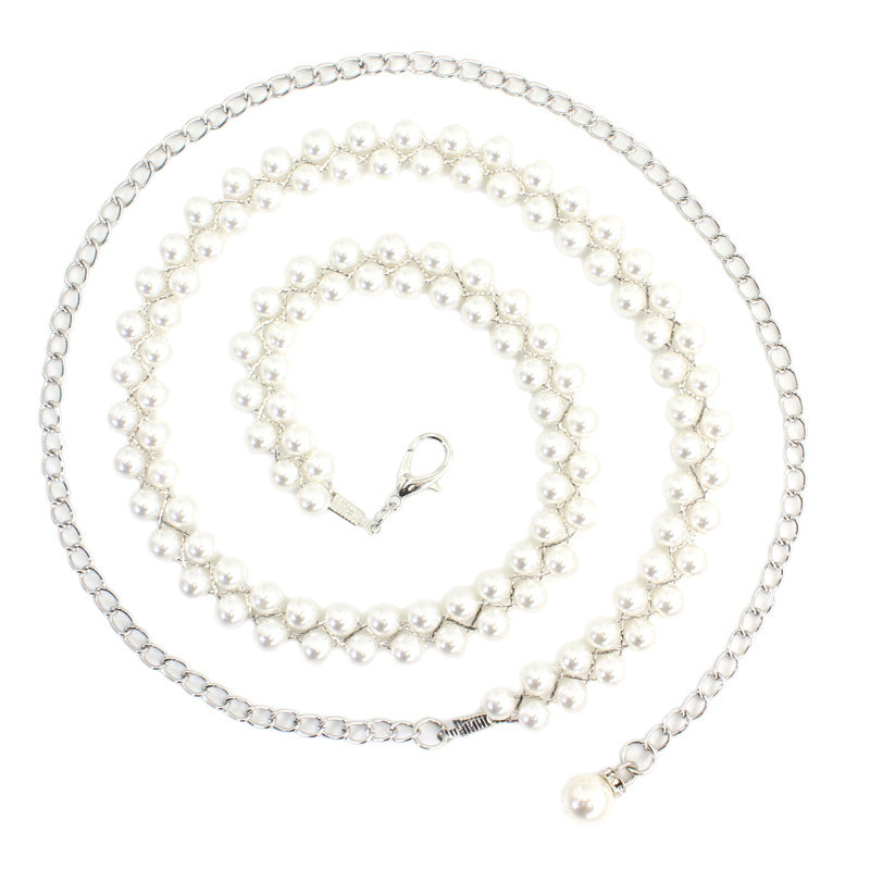 Hook Adjustable Pearl Waist Chain Female Belts