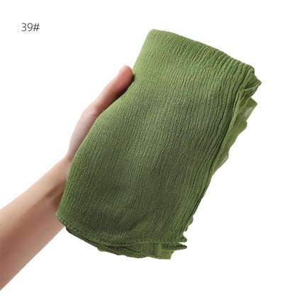 Solid Color Curling Pleated Rayon Fine Scarfs