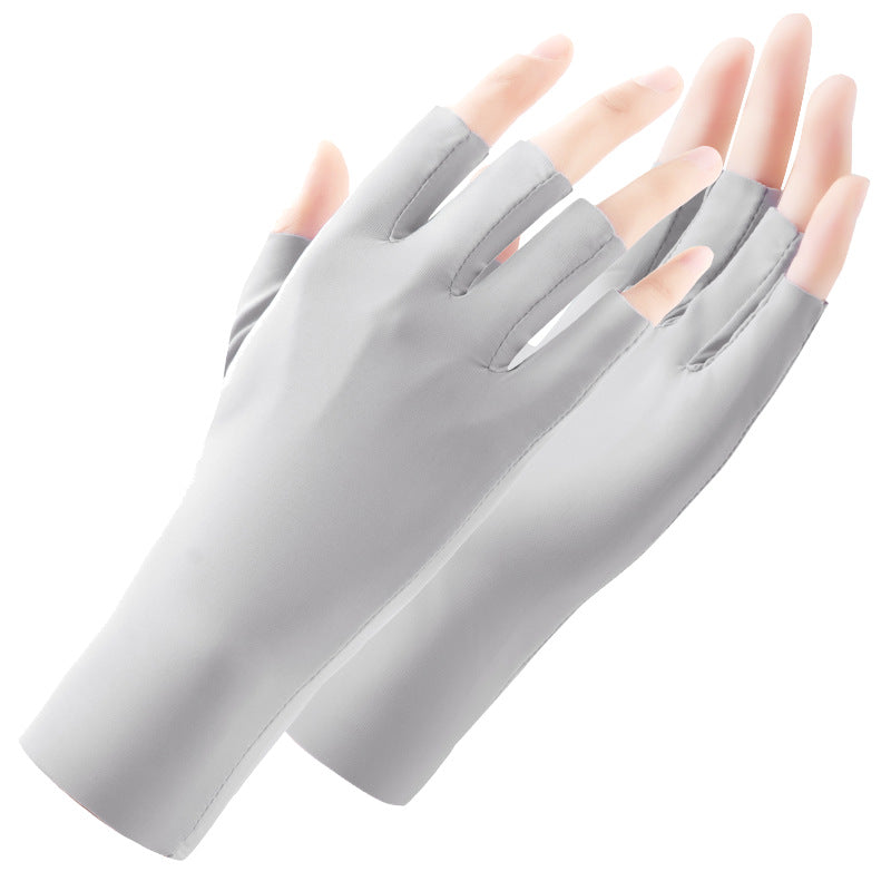 Protection Half Finger Silk Ice Uv Nail Riding Sports Gloves