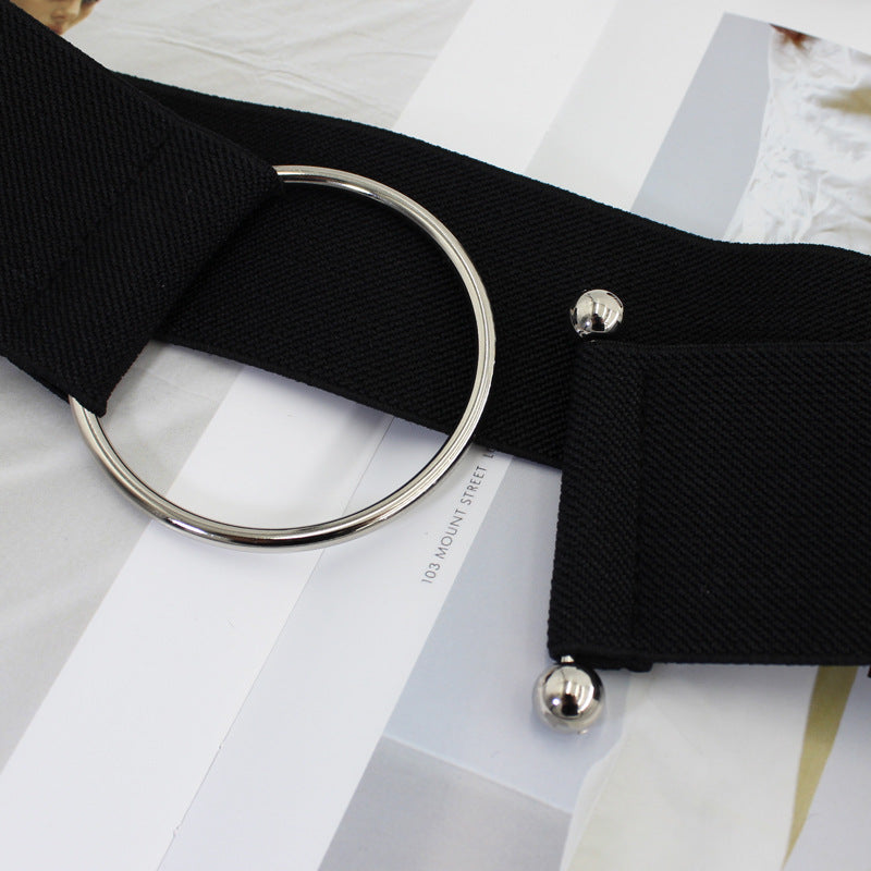 Women's Metal Pair Of Buckles Style With Dress Sweater Korean Belts