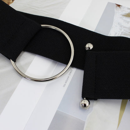 Women's Metal Pair Of Buckles Style With Dress Sweater Korean Belts