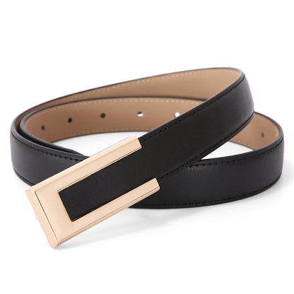 Women's Matte Fashion Dress Thin Genuine Leather Belts