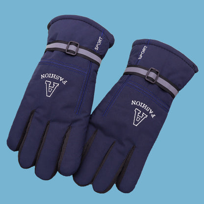 Men's Large Cotton Fleece-lined Thickened Cycling Cold Gloves