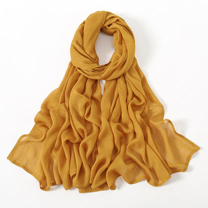 Malay Indonesian Rayon Monochrome Wide-brimmed Thin Scarfs