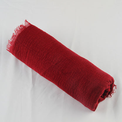 Pleated Rayon Four Sides Wool Tassel Scarfs