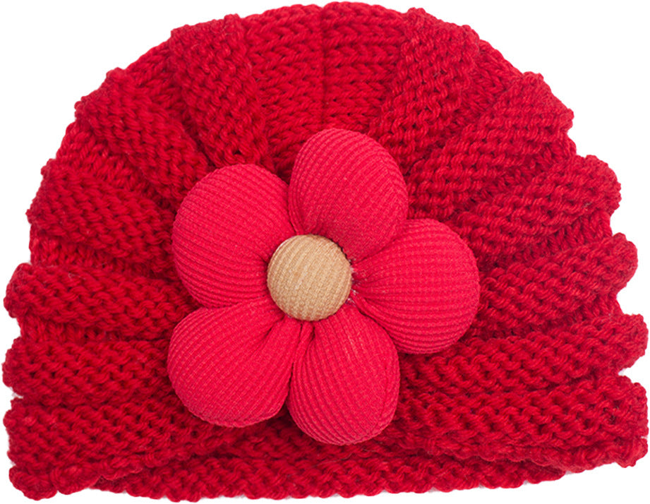 Children's Woolen Warm Comfortable Flower Sleeve Hat Kids' Headwear