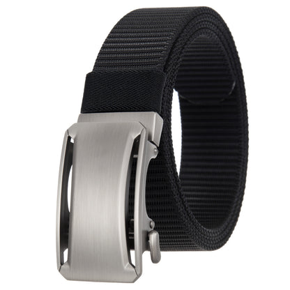 Men's Nylon Woven Leather Cloth Snap Buttons Casual Belts