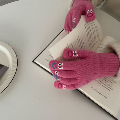 Cute Bear Five Finger Knitted Touch Screen Keep Gloves