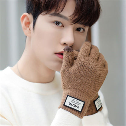 Men's Korean Cute Five Finger Touch Screen Gloves