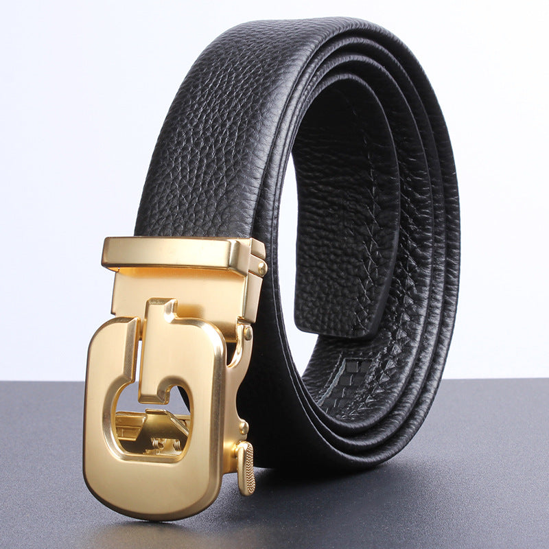 Men's First Layer Cow Leather Automatic Buckle Casual Belts