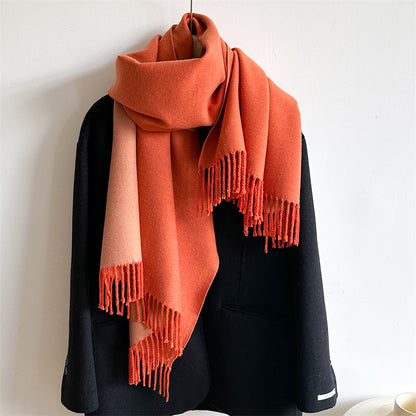 Women's & Men's Cashmere Winter Thickened Warm Double-sided Two-color Scarfs