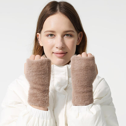 Knitted Female Open Touch Screen Wristband Gloves