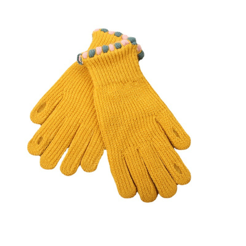 Women's Korean Style Solid Color Knitted Knitting Gloves