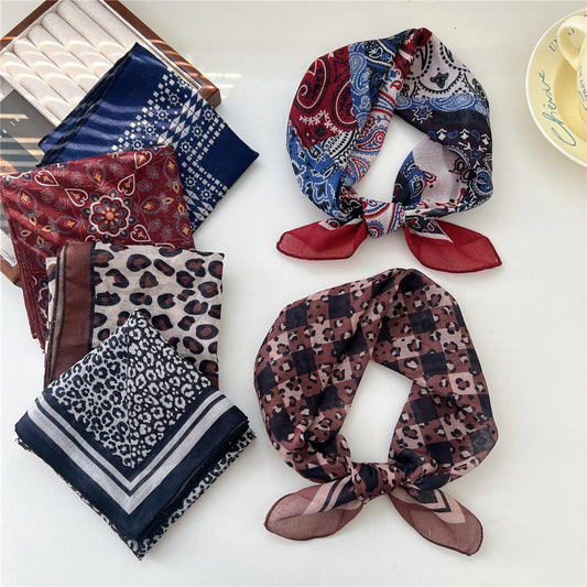 Women's Linen Small Square Towel Neck Decorative Scarfs