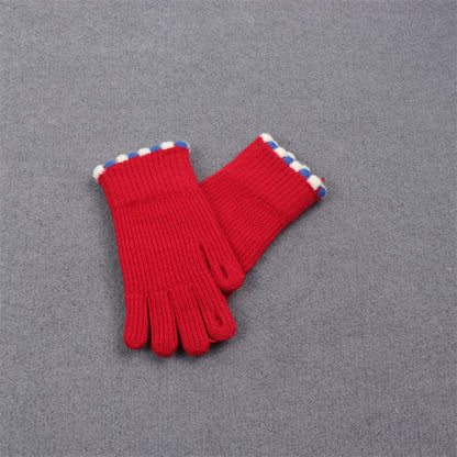 Women's Korean Style Solid Color Knitted Knitting Gloves