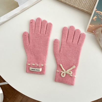 Color Fashionable Warm Comfortable Casual Cool Bow Winter Gloves