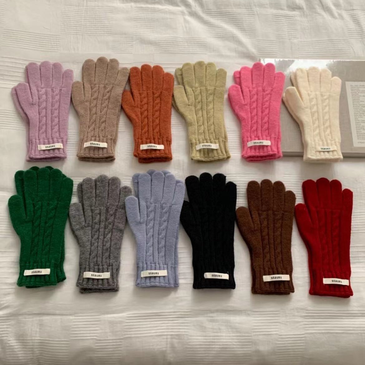 Color Open Finger Touch Screen Warm Gloves