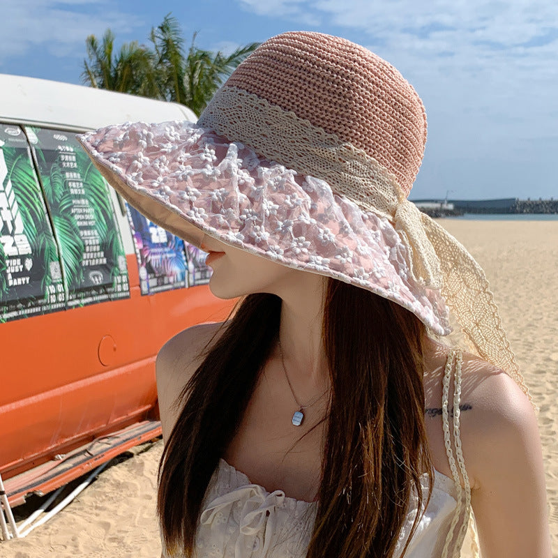 Women's Summer Hat Mesh Floral Bucket Sun Protection Lace Hats & Caps