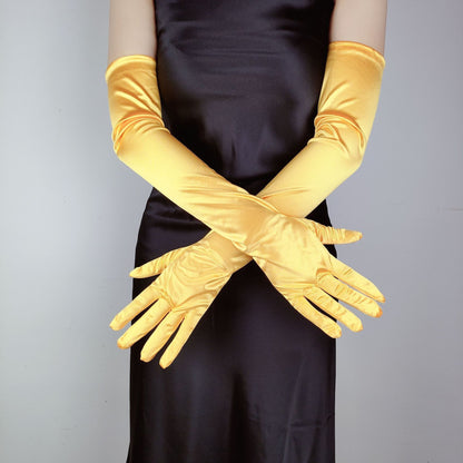 Women's Lengthened Satin Stretch Vintage Dress Bride Gloves