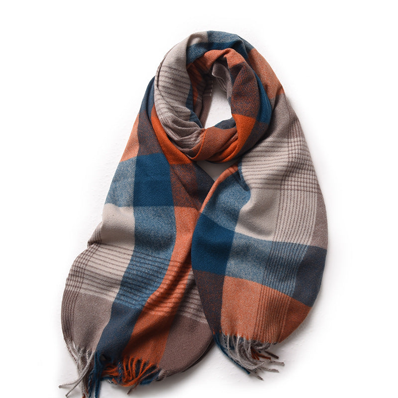 Plaid Tassel Dopamine Shawl Warm Thickened Sky Scarfs