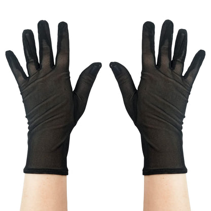 Women's Plaid Breathable Stretch Sexy Black Five-finger Driving Gloves