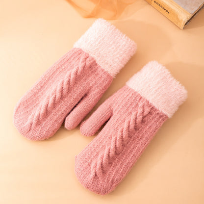 Women's Winter Fleece-lined Twist Knitted Warm Thickened Gloves