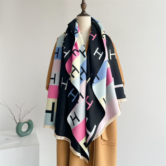 Women's Colorful Letter Thickened Double-sided Color High-grade Scarfs