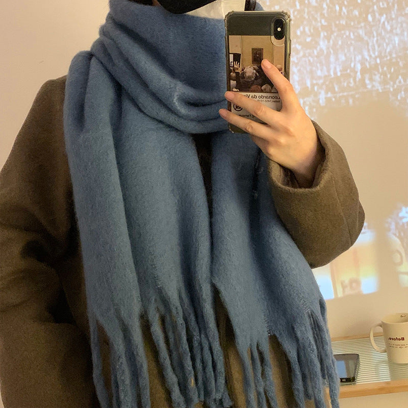 Pure Color Thickened Winter Korean Style Scarfs